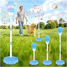Standing Bubble Machine Lamp, Rechargeable Bubble Machine with Lights & Music 47inch Adjustable Height up Bubble Torch Garden Lamp Bubble Maker Machines for Wedding Party Outdoor