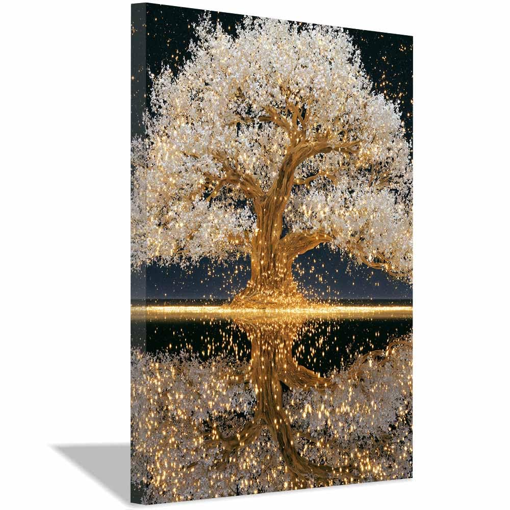 HOQIU Tree Wall Art Autumn Leaf Tree Scene artwork, home canvas prints, for Bathroom Living Room Bedroom(Multicolor)-70x100cm Framed
