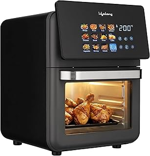 Lifelong Air Fryer Oven 10L | 12 Preset Modes | 1350W Power | Healthy Low Oil Cooking, Rapid Air Technology, Glass Lid | LED Touch Display | Nonstick Easy Clean Kitchen Appliance with Oil Drip Tray
