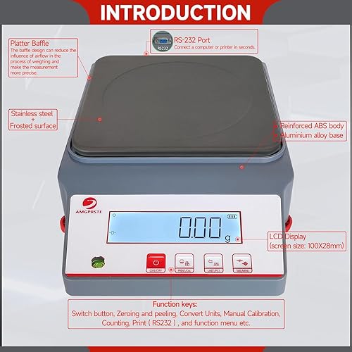 Miniatura 9 de Balanza de laboratorio de alta precisión de 16.5 lbs 0.00 oz Báscula industrial Escala de conteo Báscula postal Escala de gramo científico Escalas