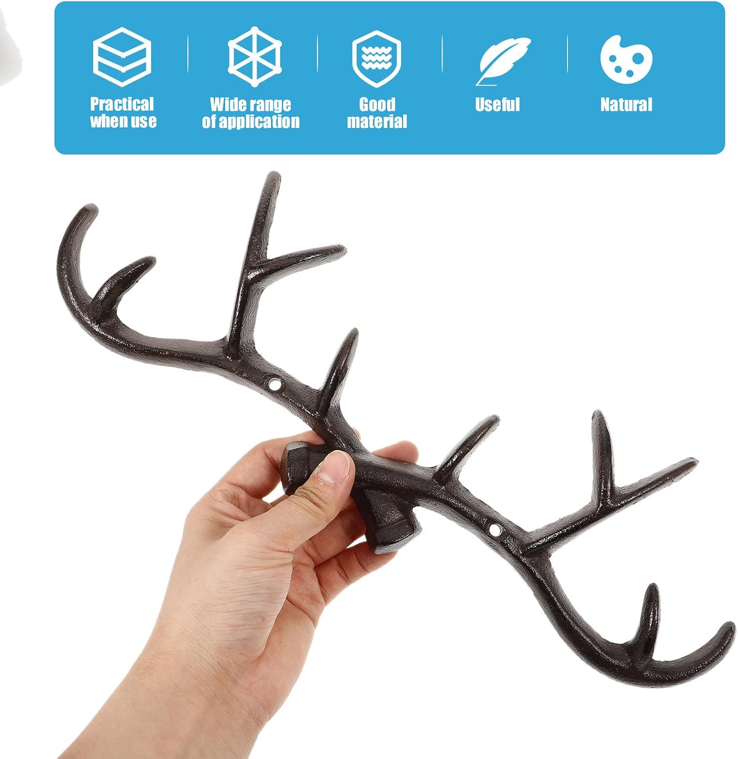 Creative Antler Wall Hooks Made of Sturdy Cast Iron, for Hanging Hats and Scarves in Bathroom or Bedroom, Stylish Modern Deer Decor for Home Organization Random Color