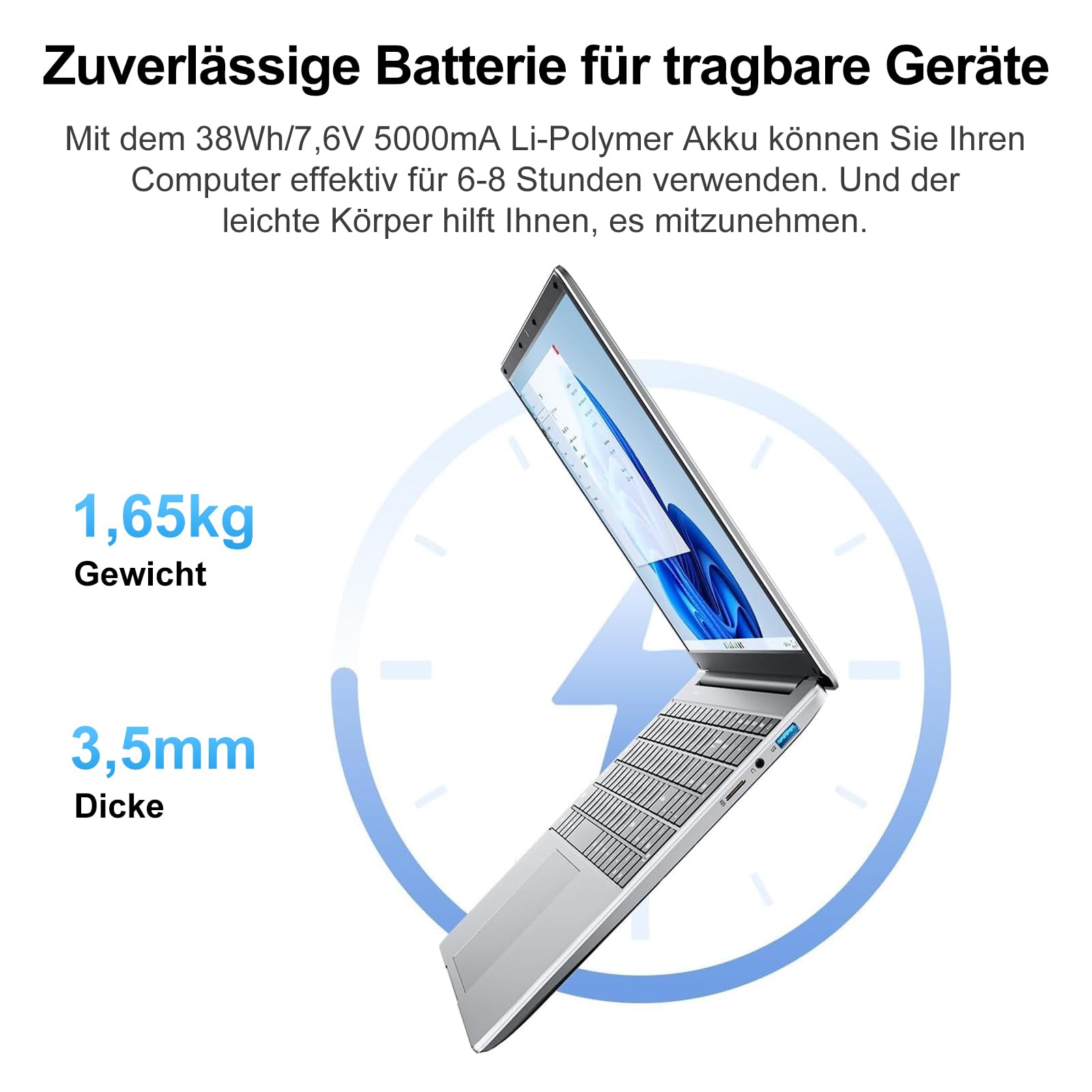 jumper Laptop 15,6 Zoll FHD Display, 12 GB RAM 512 GB ROM TF Erweitern 512GB, 5205U Prozessor Notebook(bis zu 2,3 GHz), 2 Stereo-Lautsprecher/USB 3.0/Typ-C/Zehnertastatur