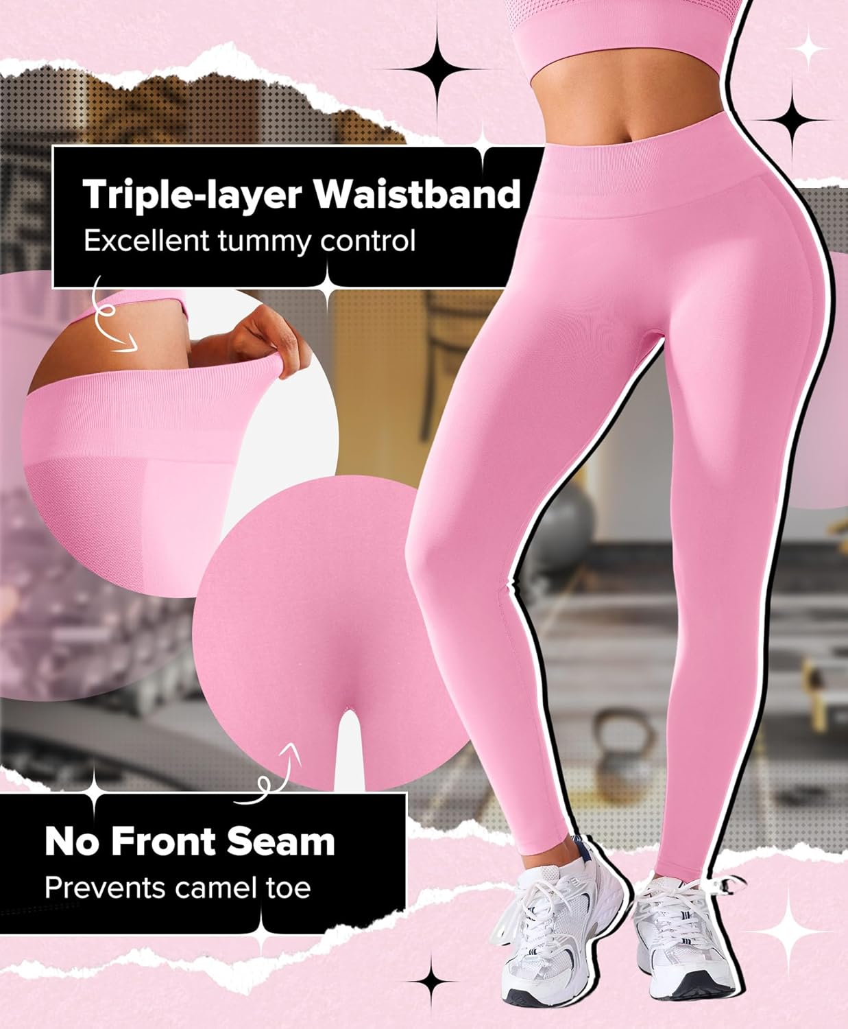 BRXL Butt Lifting Lycra No Front Seam Workout Leggings for Women Tummy Control High Waist Seamless Gym Running Leggings - Image 3