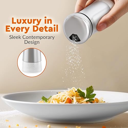 Miniatura 3 de HOME EC Original Glass Salt shaker or Pepper Shaker with Adjustable Pour Holes - Stainless Steel Encased - For salts, ground peppercorns and spices