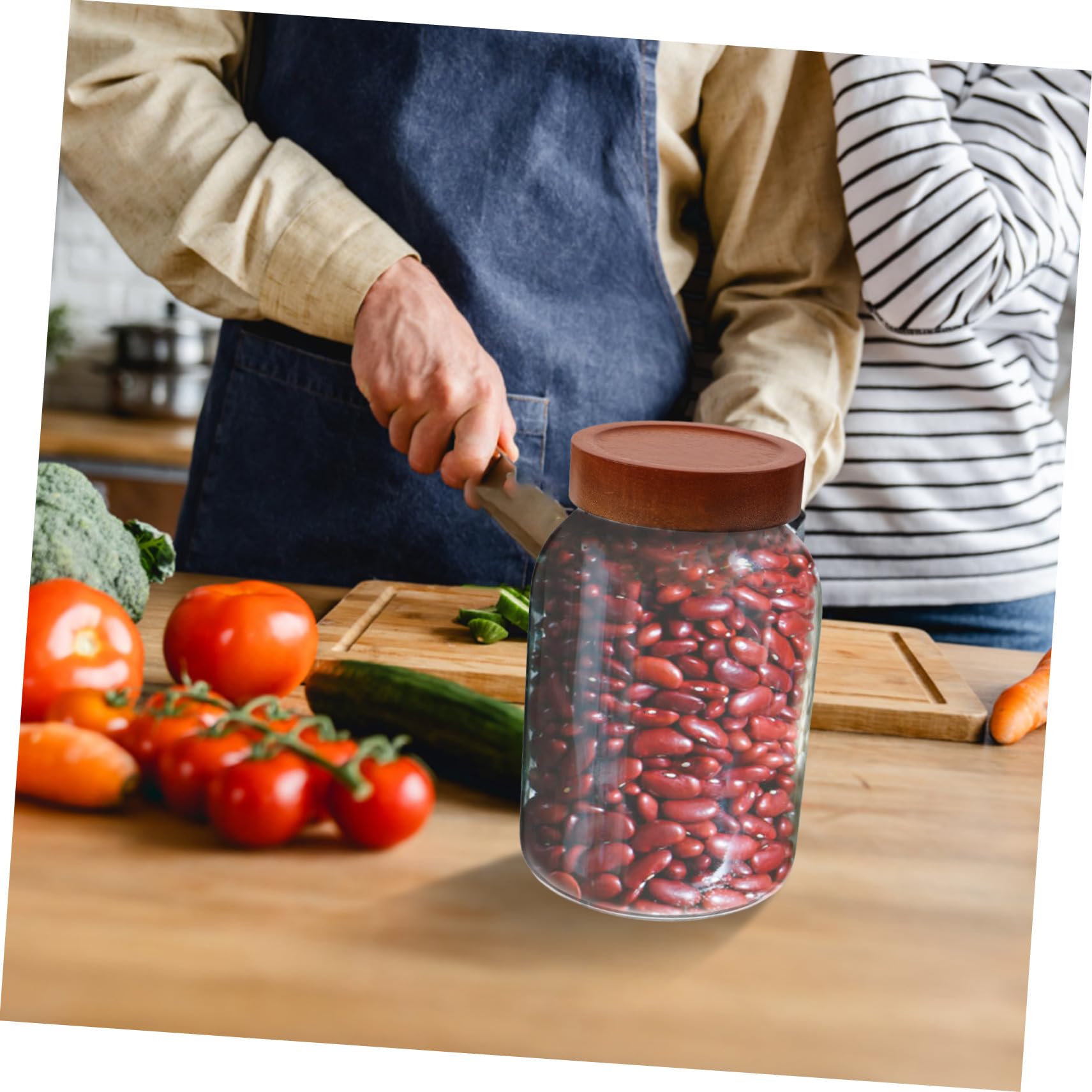 Barattolo Ermetico in Vetro Borosilicato con Coperchio in Legno 2800ml