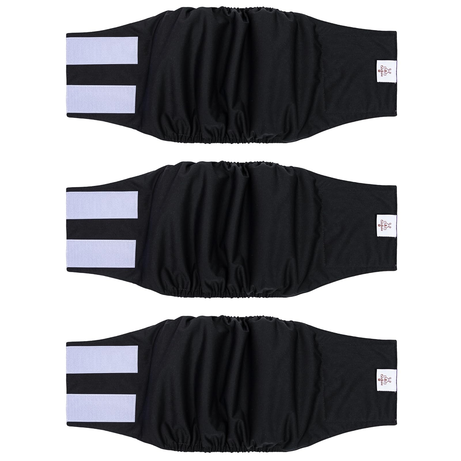 Photo 1 of CuteBone Dog Diapers Male Washable Belly Band for Male Dogs Wraps Black 3pcs a Pack DM44M