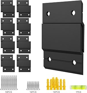JCLYX 2'' 8 Pairs French Cleat z Clip Picture Hanger, Wall Mount Hangers w/Nails, Mirror Hanging Hardware,Photo Shelf, Art Frames,Picture Hanging,Interlocking Wall Bracket. (2'' 8 Pairs), Black