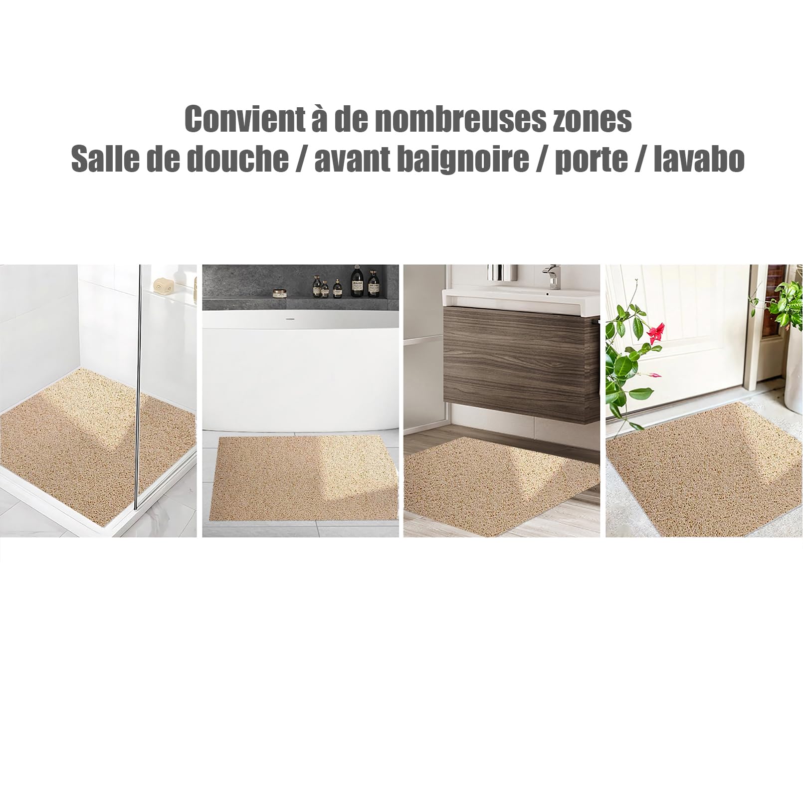 Alfombra Ducha Antideslizante 100x100 cm Alfombrilla Ducha Antideslizante Simplicidad Moderna Alfombra Antideslizante Ducha PVC Suave y cómodo，Alta Permeabilidad al Agua