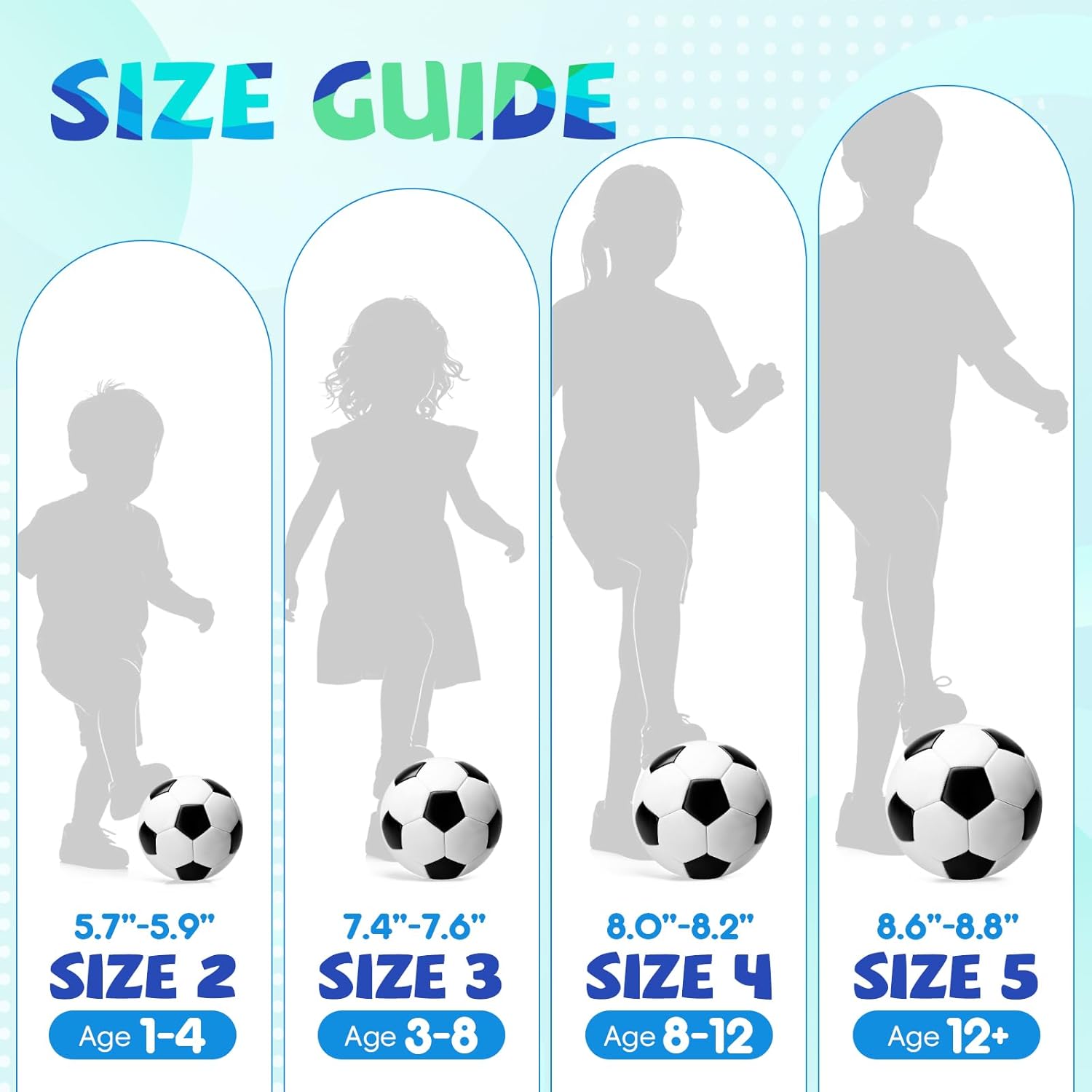 Soccer Ball Size 5 Size 4 Size 3 Size 2 with Pump Deflated - Single, 2 or 3 Pack Official Size Indoor Outdoor Training - Gift for Toddler Kids Youth Teens Adult 1-3 5-8 8-12 12+ Years Old Boys Girls