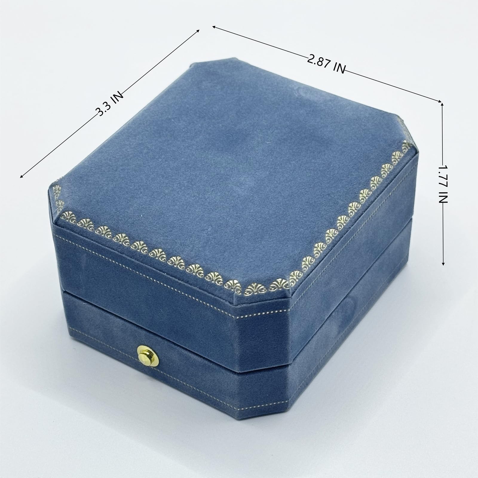 WHSLILR Velvet Ring Box for Proposal - Engagement Ring Jewelry box for Wedding Proposal, Cute Blue Ring Boxes Ring Gift Box for Wedding Day - PRB007-Blue