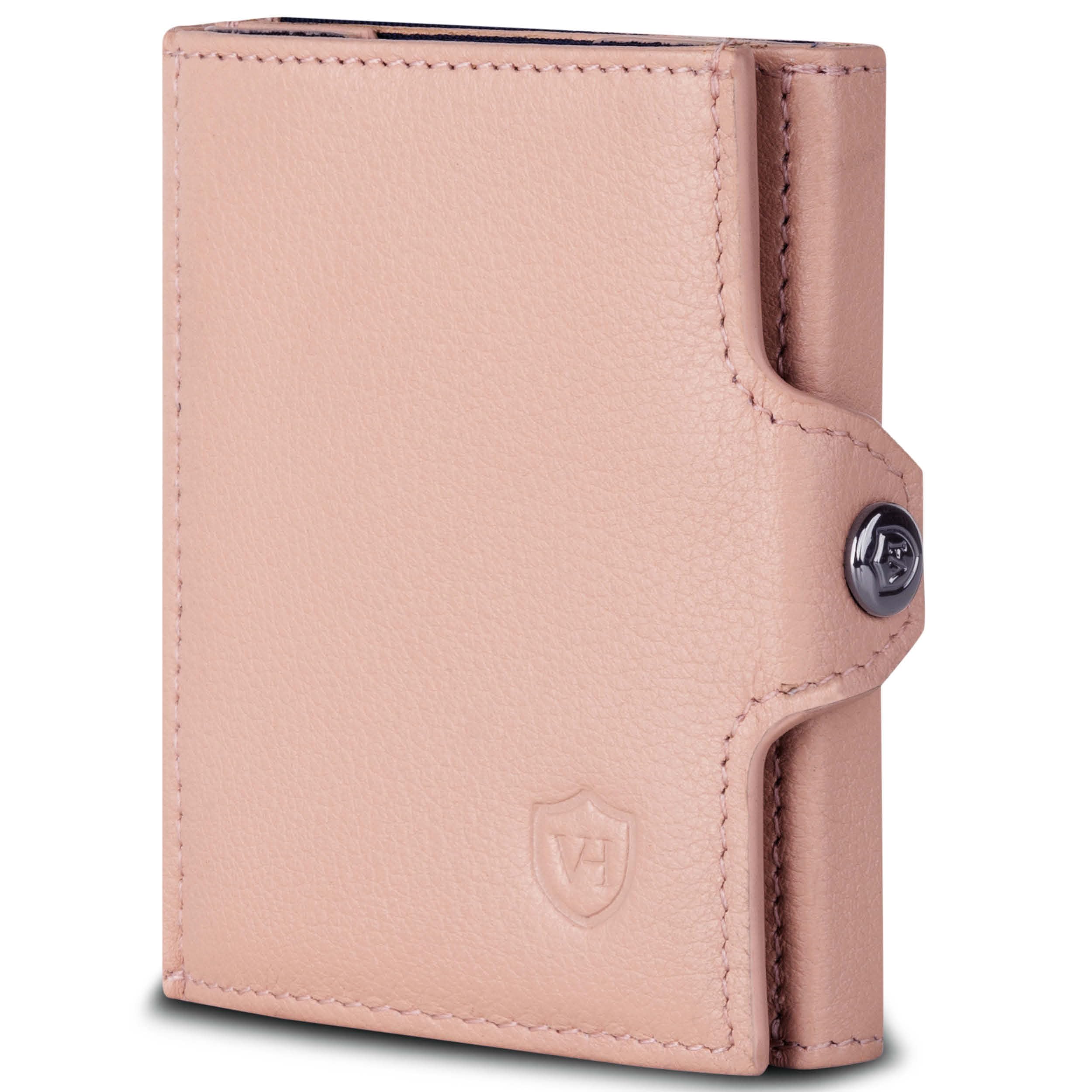 VON HEESEN Slim Wallet mit Münzfach & RFID-Schutz - Mini Geldbörse Herren & Damen - Kartenetui Kreditkartenetui - Portmonee Geldbeutel Portemonnaie klein Rose