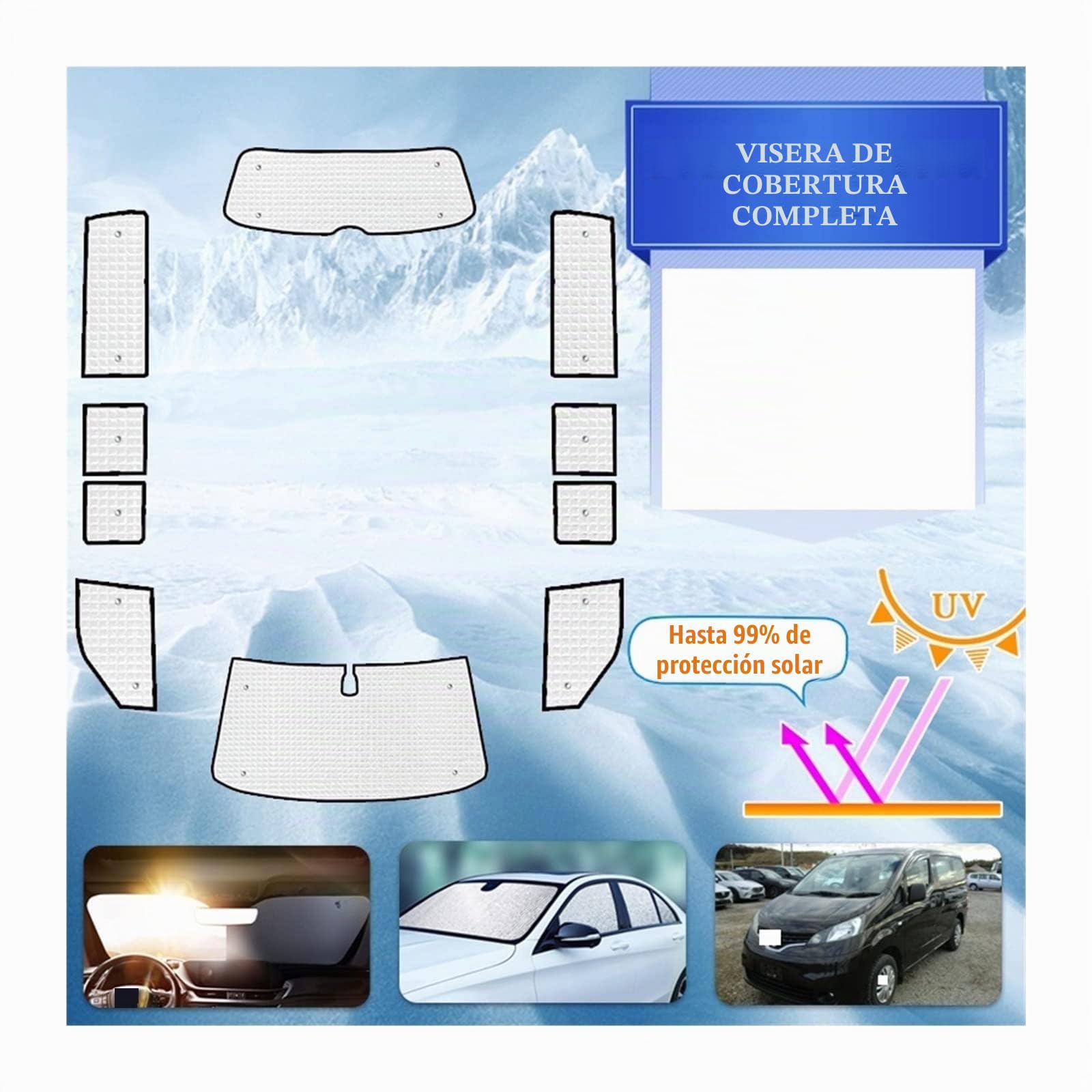 Parasoles Cubiertas Completas Coche Parasol para Nissan NV200 para Evalia para Vanette 2010-2016 Parasol para Ventana Coche Accesorios Cubierta Parasol Ventana Coche (Tamaño : All Sunshades)