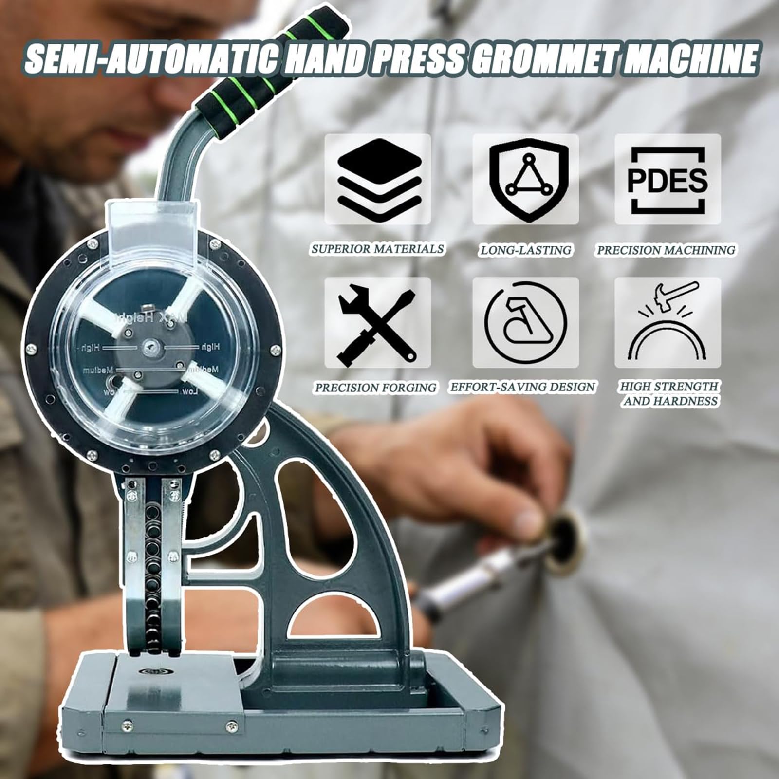 Macchina Semiautomatica per L'applicazione di Occhielli, Pressa per Bottoni 6mm | Attrezzatura Punzonatura Occhielli, Punzonatrice Cuoio E Macchina Per Produzione Di Insegne, Macchina Per Stampa Su Tessuto