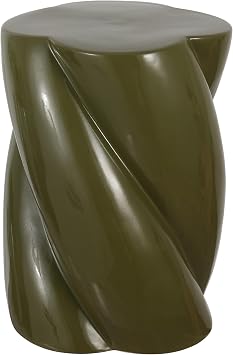 JONATHAN Y Yves Ceramic Twisted Garden Stool 17.5" Modern Glossy Accent Side Table for Indoor/Outdoor Patio, Garden, Living Room, Plant Stand, Forest Green TBL1036D