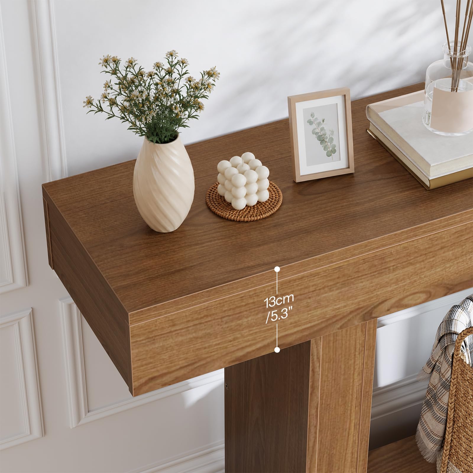 HOOBRO Table Console Extensible, Table d'Entrée, Marron
