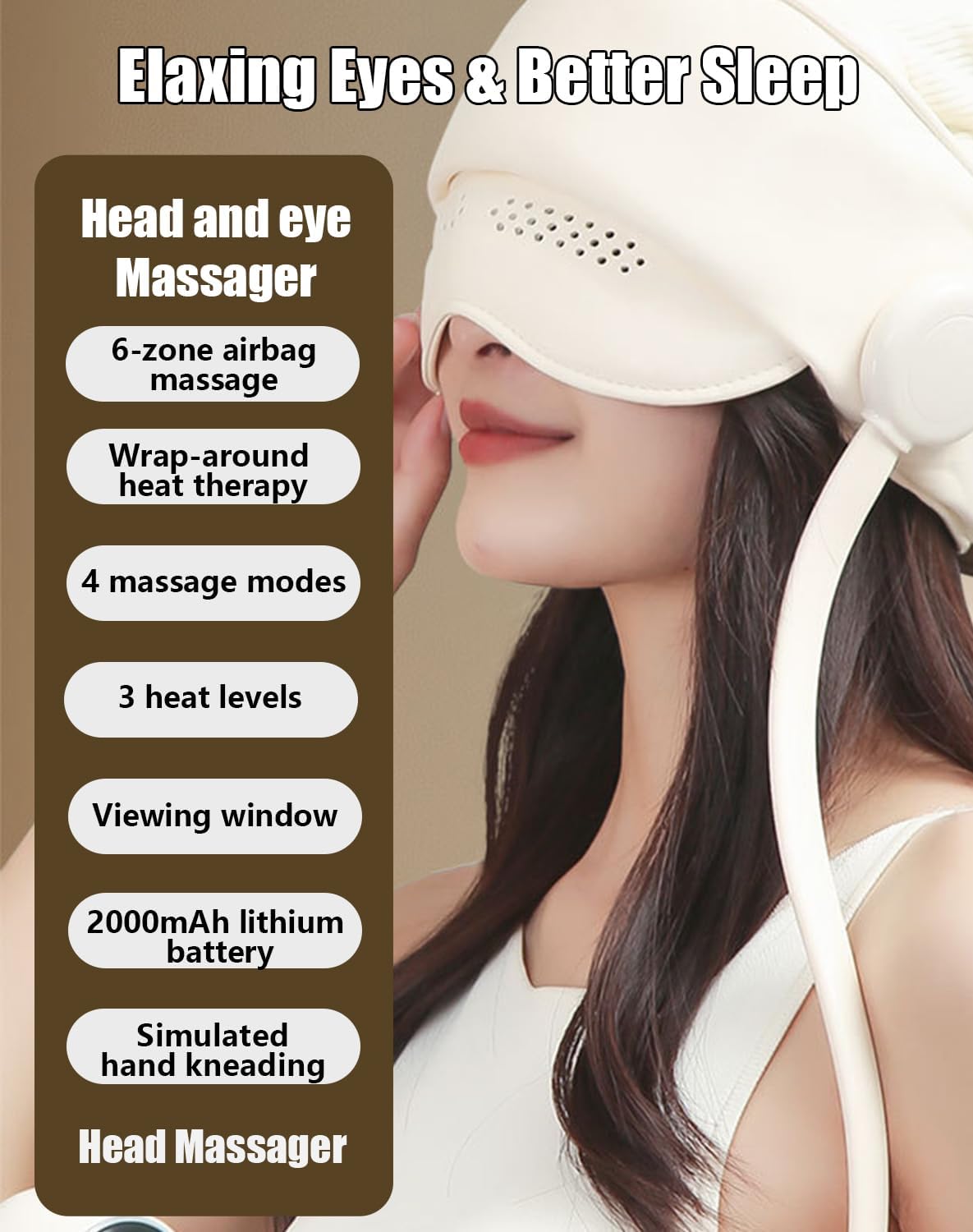 Eye & Head Massager with Remote & Heat, Elaxing Eyes & Better Sleep, The Perfect Holiday Gift for Mom Dad Women Men - Image 2