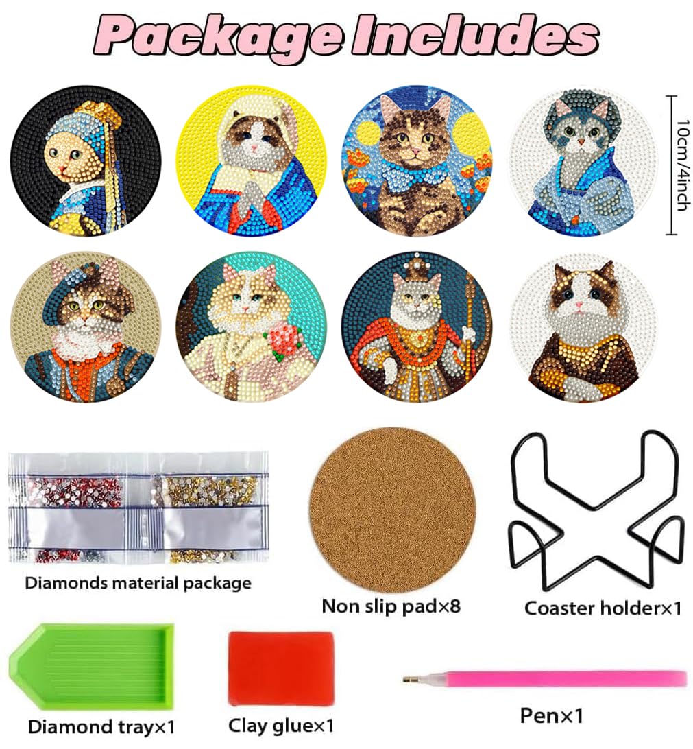 Amazon.com: Puraikcmi 8PCs Diamond Paintings Coasters Kits Set