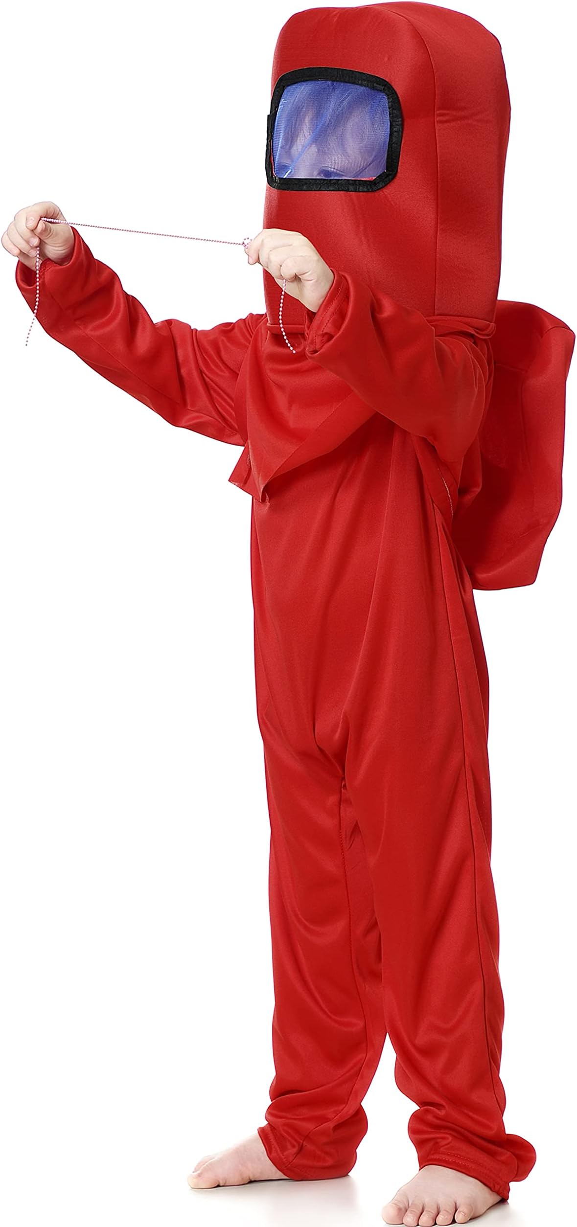 Kids Astronaut Costume Game Space Suit Red Blue Jumpsuit Halloween Backpack Cosplay Costumes for Boys Kids Aged 3-10