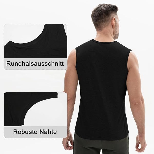 LiKing Pacco da 3/6 Canotta Uomo,100% Cotone,Tank Top Sportive Allenamento Canotte Elasticizzato Stringer Vest,Senza Maniche,con Scollo Rotondo,Casual Canotte estive Smanicato Uomo - 3