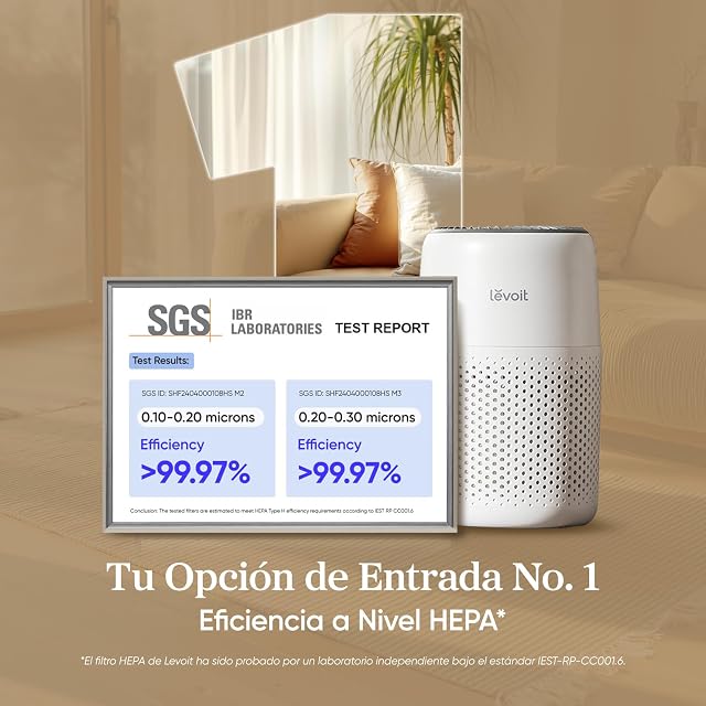 LEVOIT Purificador de Aire con Filtro HEPA para Alergias, Air Purifier con Aromaterapia, Purificador Aire Silencioso 25dB, Bajo Consumo de Energía de 7W, Core Mini