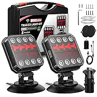 Wireless Bluetooth Magnetic Trailer Lights, Fast Charging LED Trailer Light Kit, IP65 Waterproof,10H Battery, 100FT Range for Trailer,Truck, RV, Camper,Boat – Brake,Turn,Reverse & Hazard Safety Lights