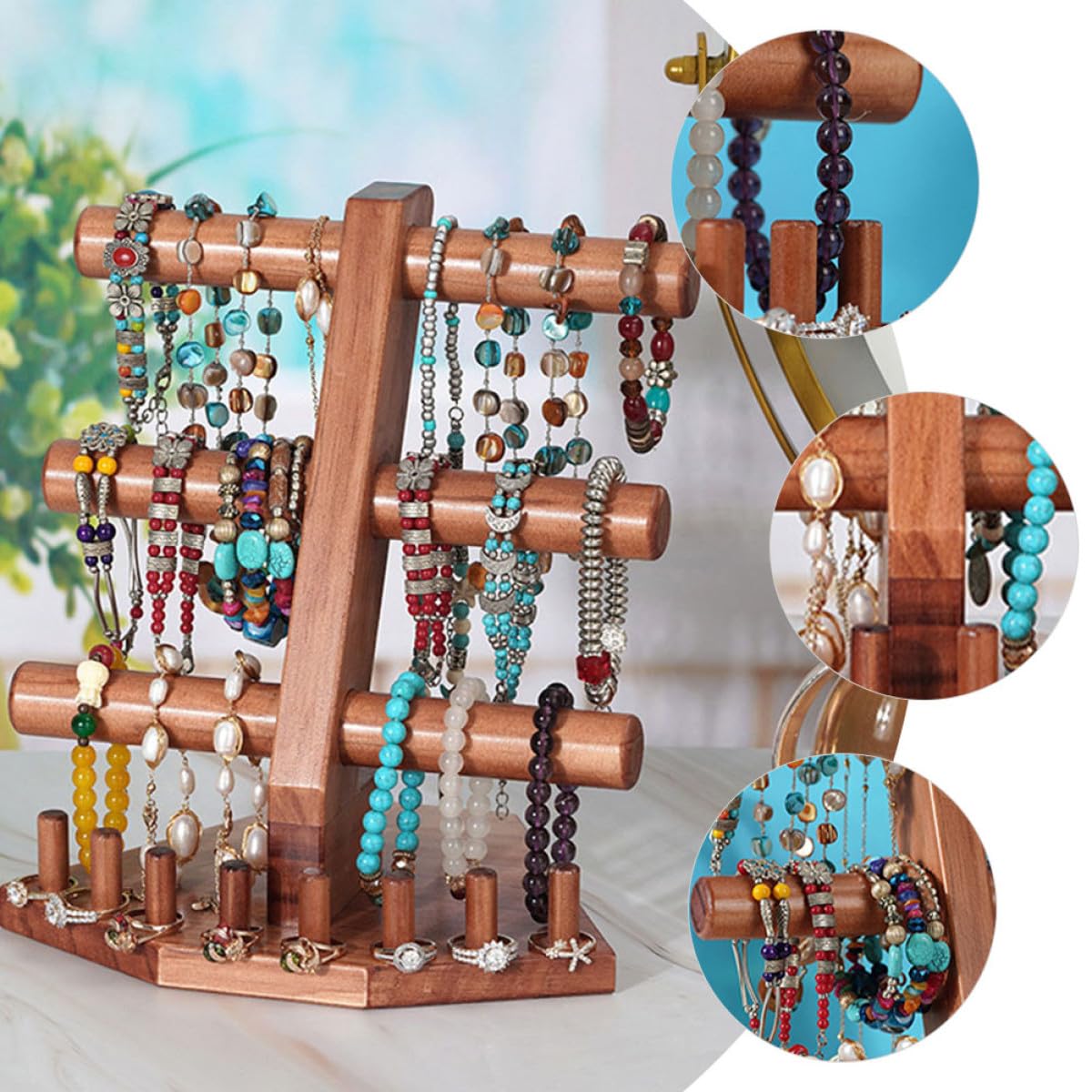 GALPADA Schmuckhalter mit 3 Etagen und Glatter Oberfläche Rutschfeste Basis Vintage Armbandständer für Armreifen und Uhren zur Aufbewahrung im Geschäft oder Zuhause