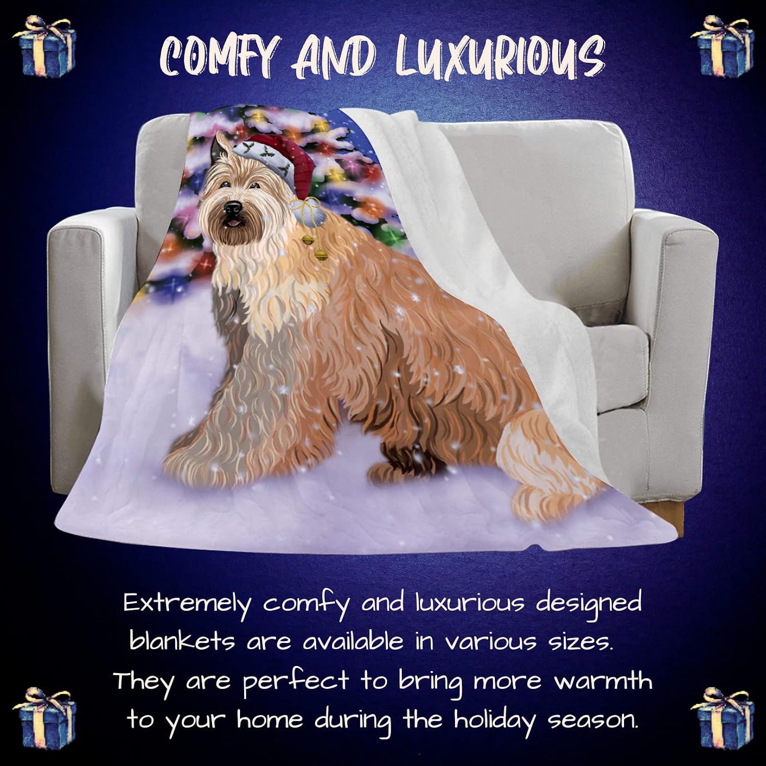 Berger Picard Dog Blanket - Christmas Winterland Wonderland - Super Soft & Warm Pet Theme for Sofa or Bed, Warm Fleece, Sherpa or Woven Material, BLNKT88556 (50x60 Sherpa)