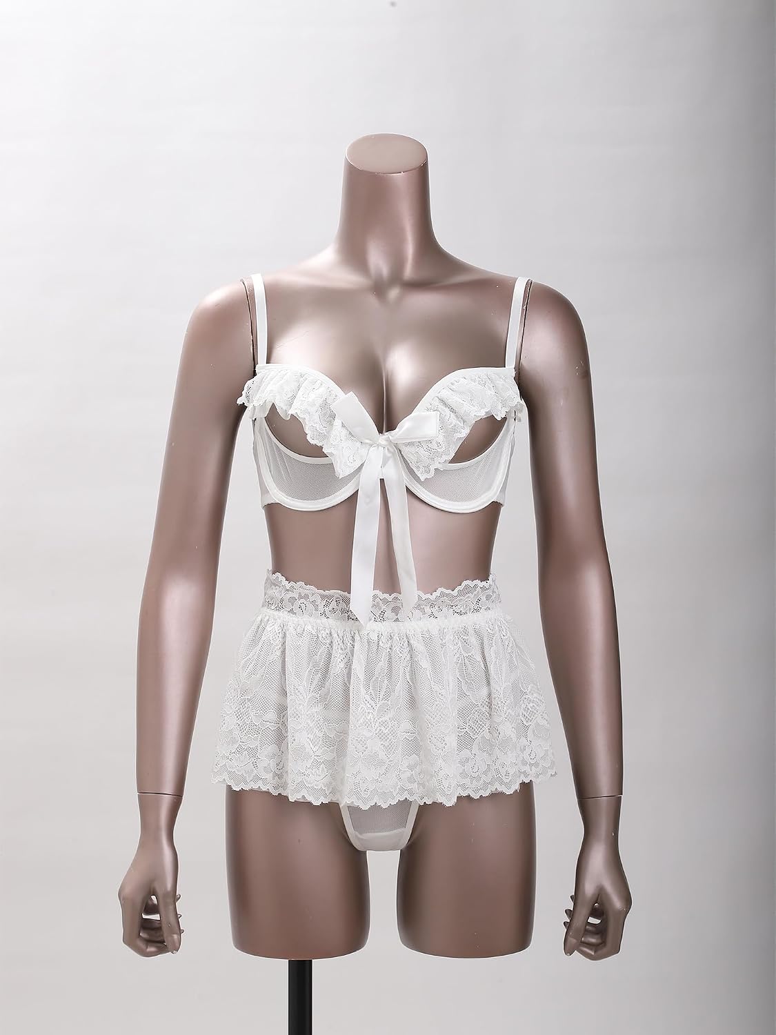 Women Exotic Nightgowns Bridal Nightdress Lace Nightgown Lingerie Chemise Cut Out Cups Babydoll