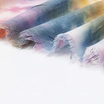 GERINLY Tie Dye Scarf for Women Art Print Head Wrap Vibrant Summer Shawl Nice Hijab Turban