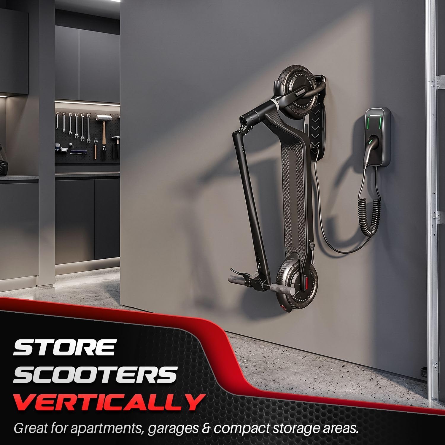 Flexzion Garage Bike Rack Wall Mount (2 Pack) - Vertical Bicycle Rack Hanger Wall Mounted Storage Hook Holder with Screws - Easily Hang/Detach Scooter Hanger for Indoor, Apartment up to 44lbs(20Kg)