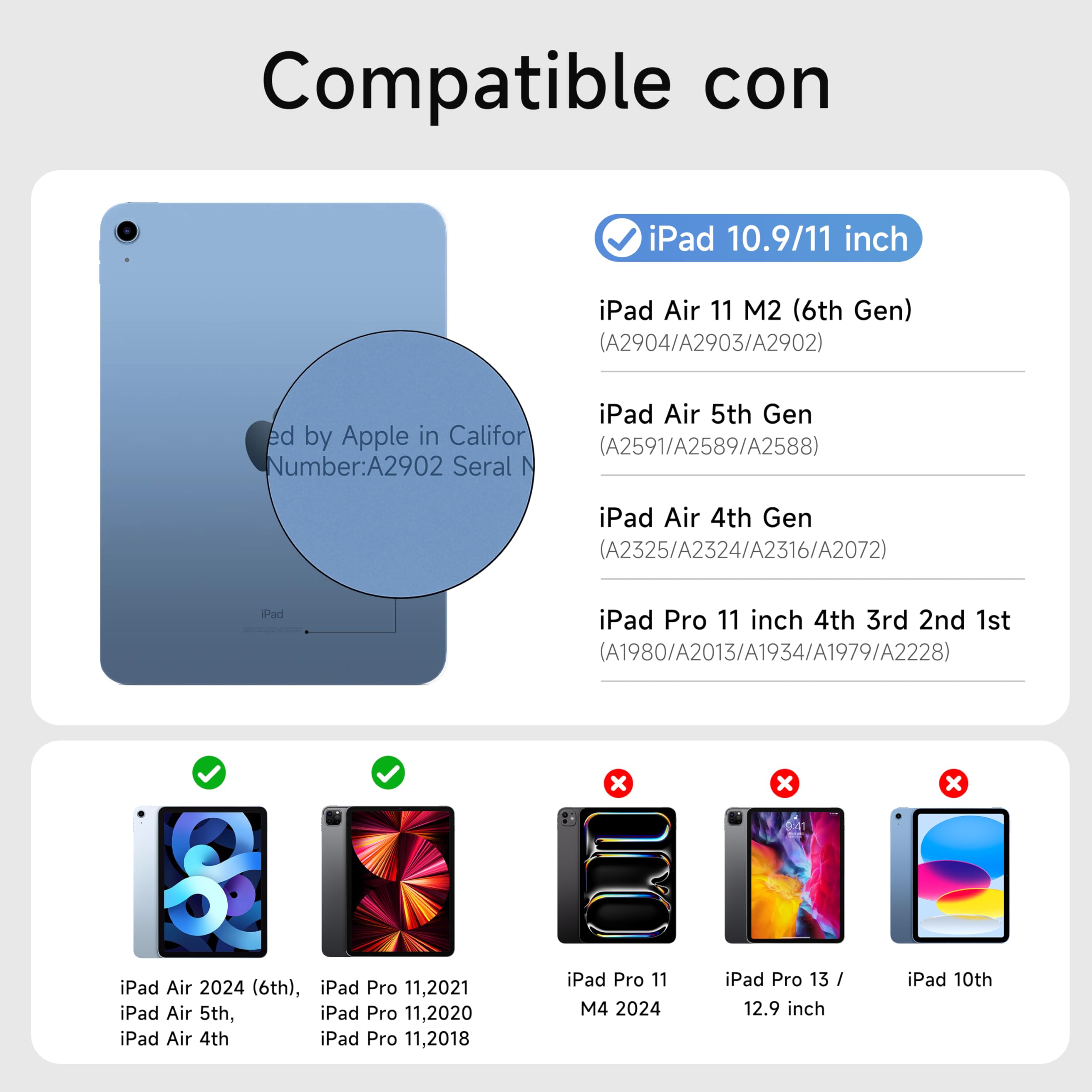 HOU Tastiera iPad Pro 11(4 °/3 °/2 °/1 °), iPad Air 11" 2024/5 Generazione(4 Generazione),QWERTY Disposizione Italiana,Ultra Slim,Angolo Regolabile,Carica Magnetica Blu