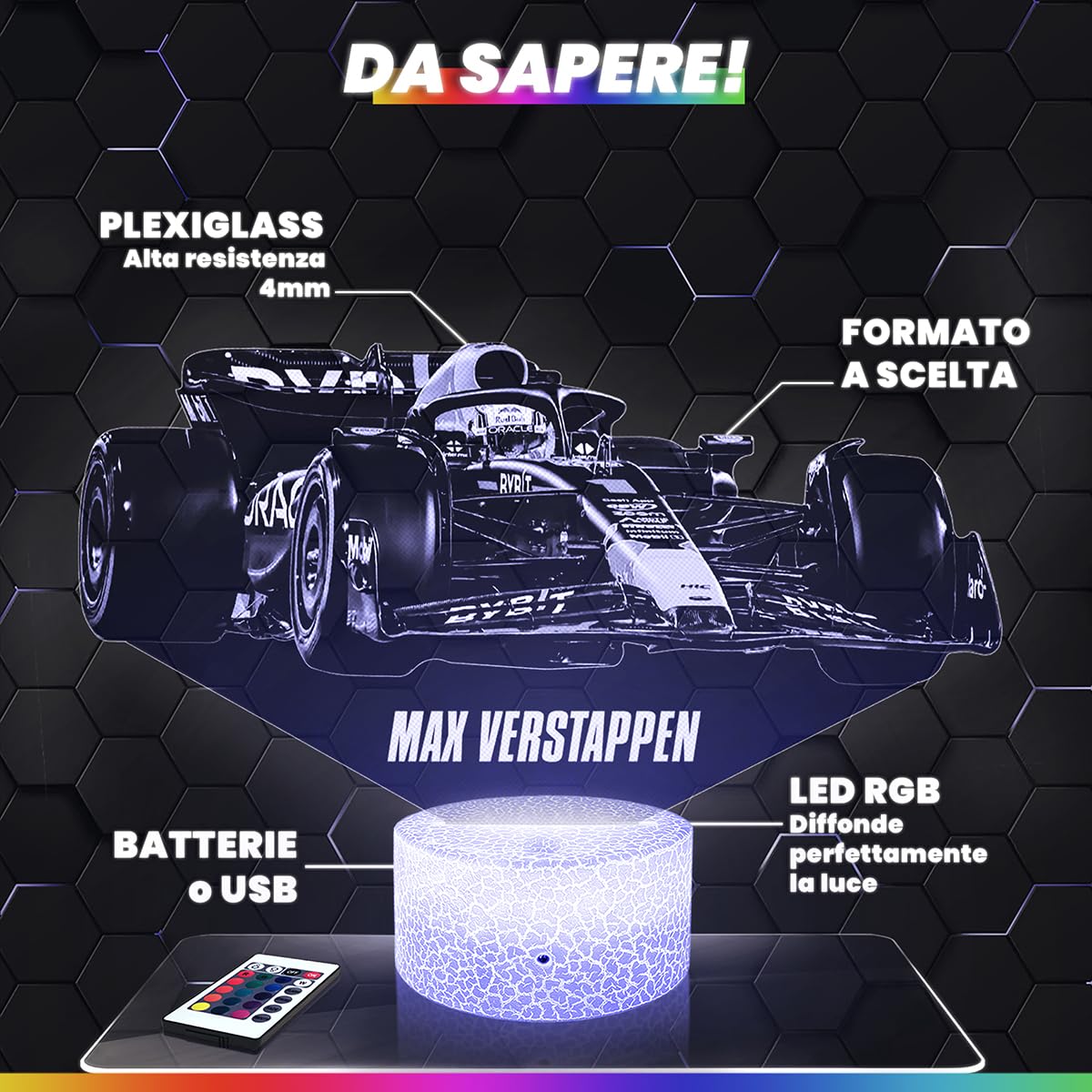 Lampephoto.fr - Lampada 3D Formula 1 F1 Charles Leclerc, Luce Notturna Tattile Formula 1 F1 Charles Leclerc Illusione 3D Led, Idea Regalo di Natale per Ragazzi e Ragazze Lampada da Comodino TOP