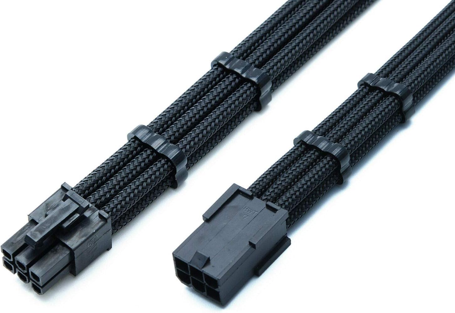 Shakmods 6 Pin PCIE GPU Graphics Card Sleeved Extension Cable 30cm + 2 Cable Combs (Full Black)