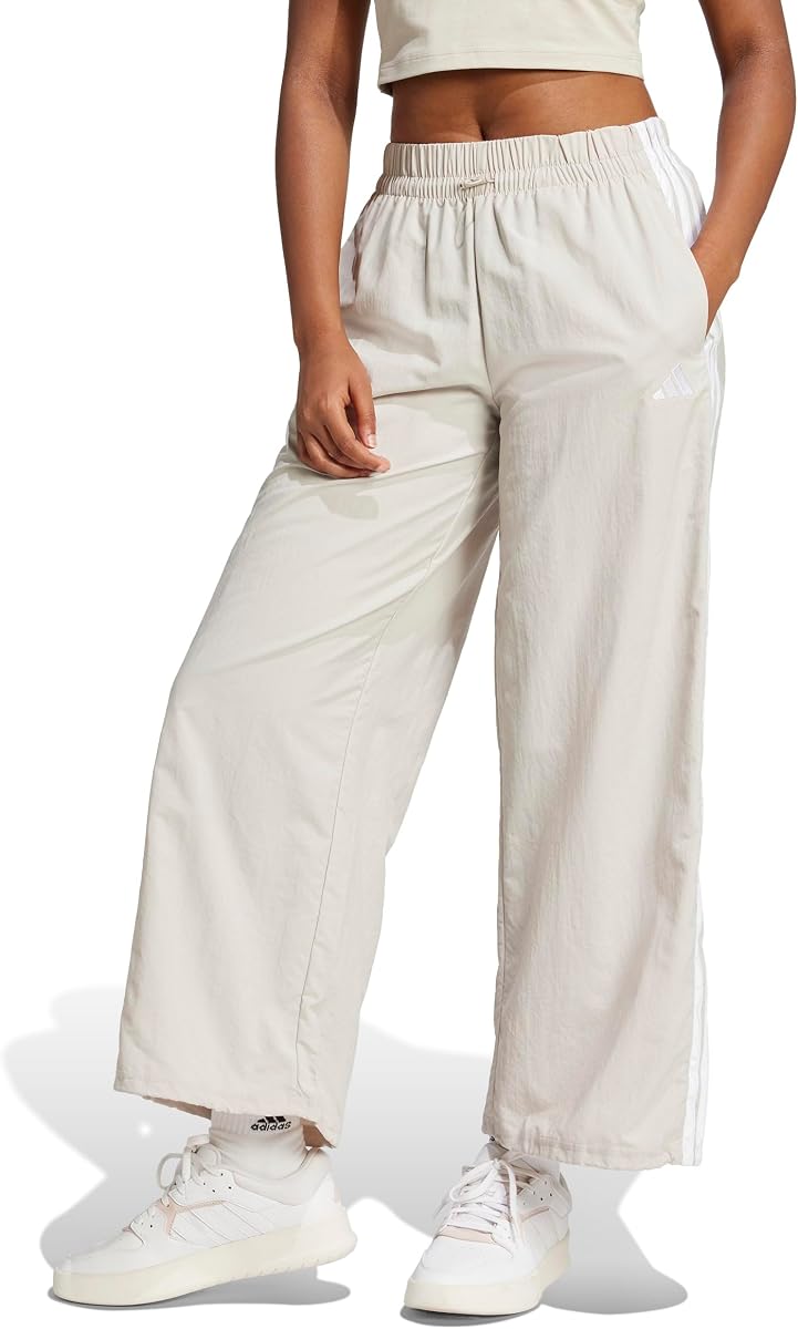 Mujer Essentials 3-Stripes Lifestyle Tejido De Paracaídas Pantalones De Chándal Casual - Negro