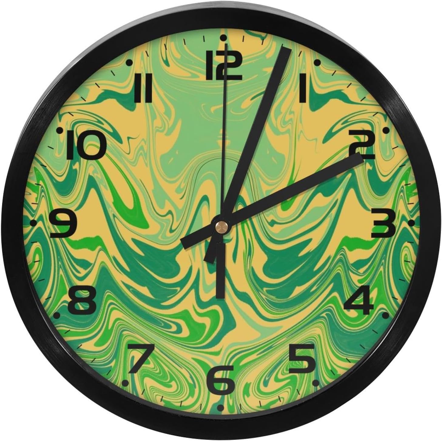 Marble Texture Round Digital Wall Clock Silent Non