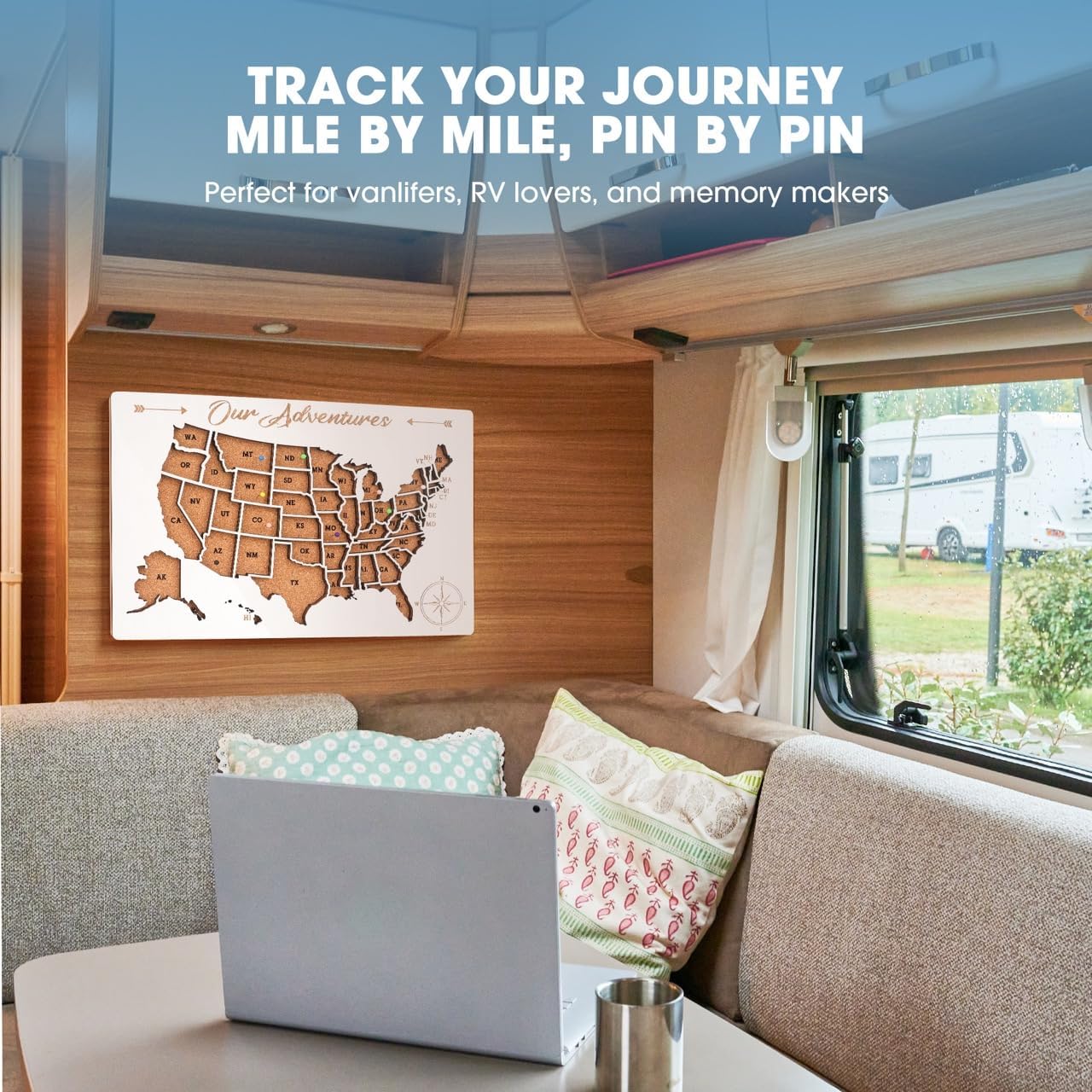 Luoyadee Cork Board USA Map Pin Board, US Map Tracker for Travel, Maps of USA for Traveling, United States Travel Maps for Couples Gift for RV Vacations, Home Classroom Wall Deocor, 12" x 8", White