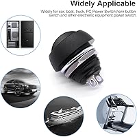 Vista 5 de Twidec /6 unids interruptor de botón momentáneo de 0.472 in agujero de montaje de 1/2 "encendido apagado mini redondo impermeable negro con cables