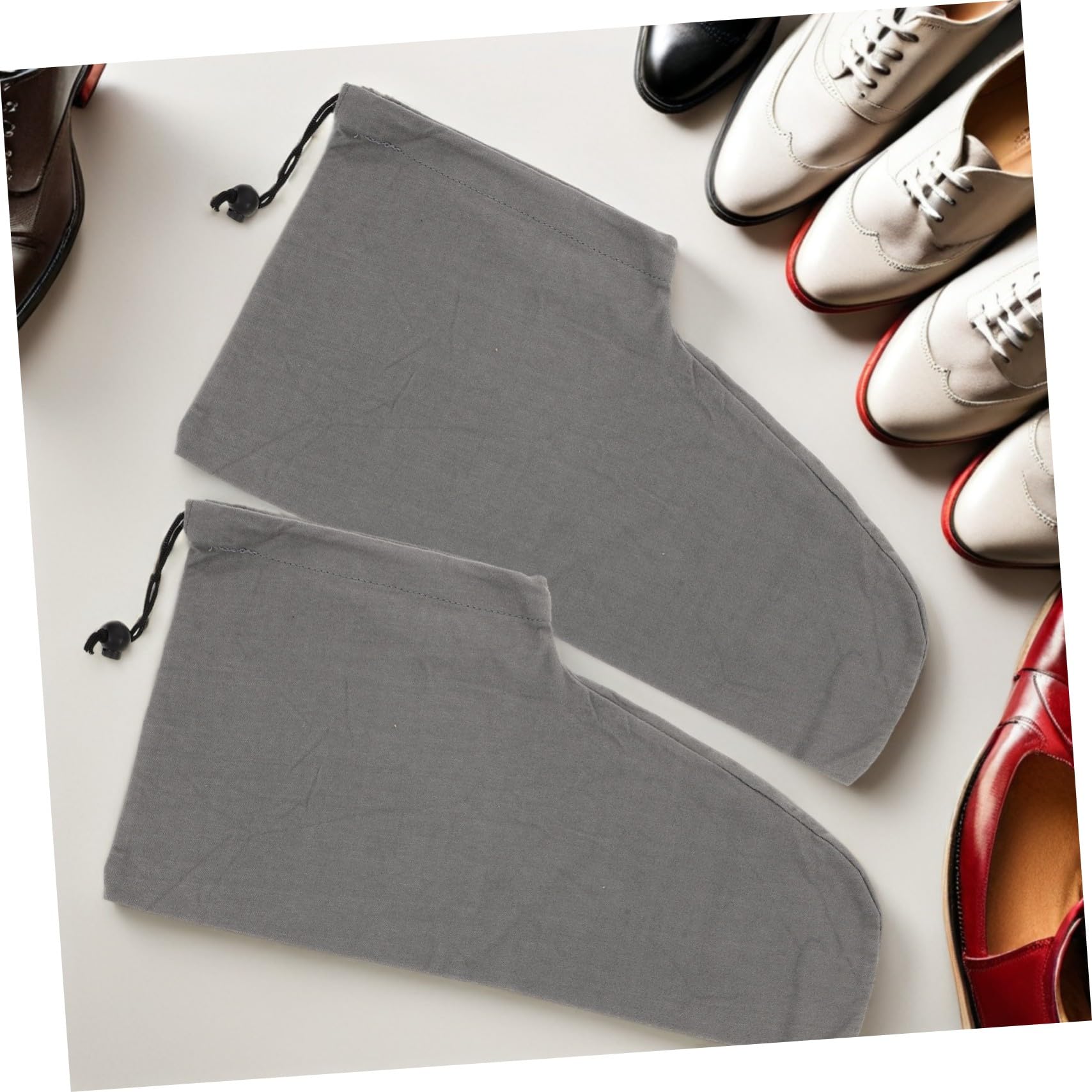 KOMBIUDA 6 Pezzi Sacchetti per Scarpe da Viaggio in Cotone con Coulisse Organizer Scarpe Portatile per Uomo e Donna Sacchetti Multi-pair per Viaggi e Conservazione Casa Grigio Scuro