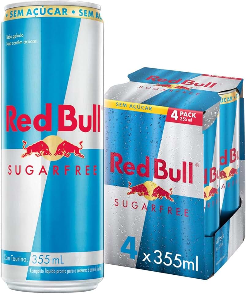 Pack de 4 Latas Red Bull Energético, Sem Açúcar, 355ml
