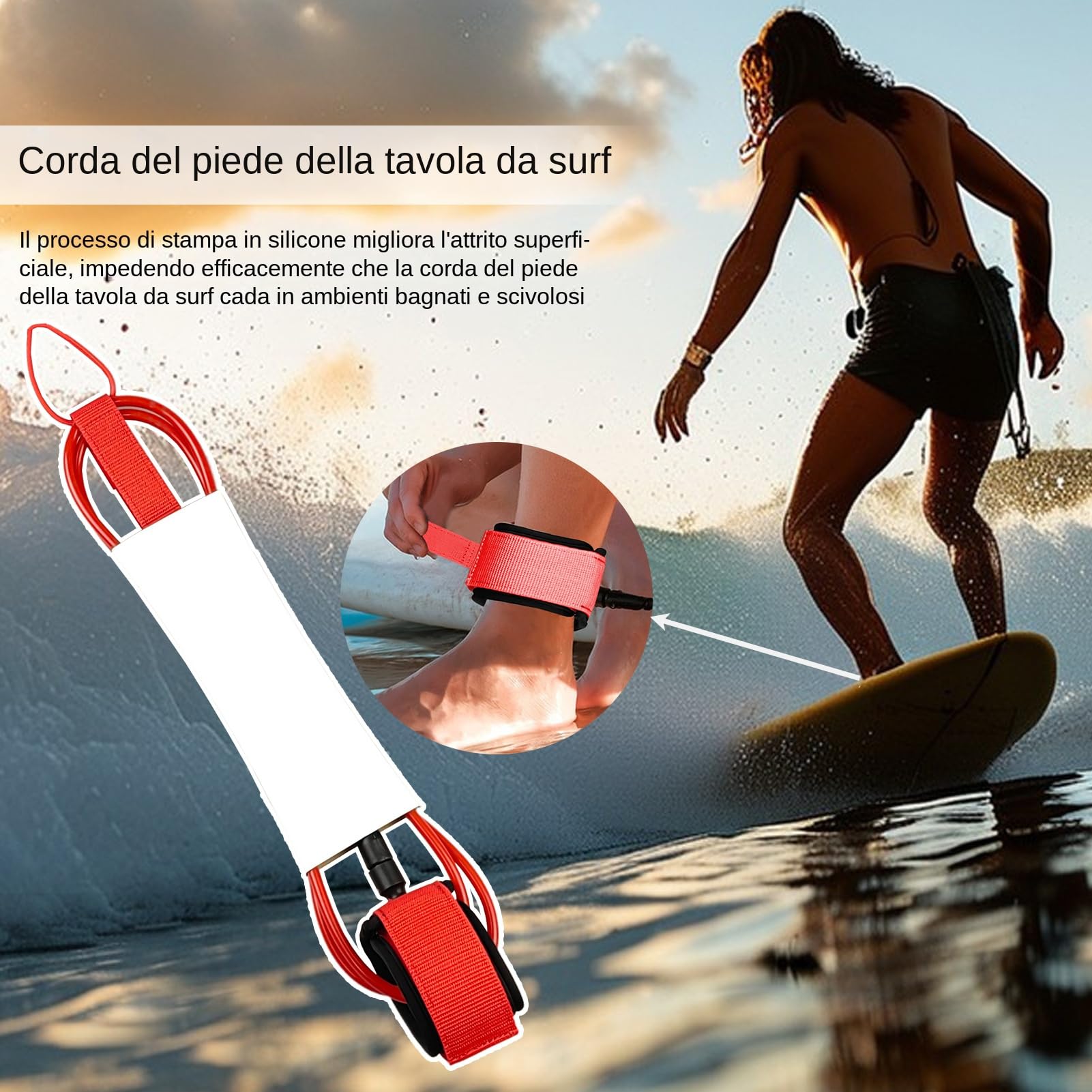 Corda Da Surf Cinturino Resistente per Shortboard | Cinturino Per Gamba Per Shortboard Per Stand Up Paddleboard Bodyboard Sport Acquatici Per Uomini Donne Ragazzi Ragazze
