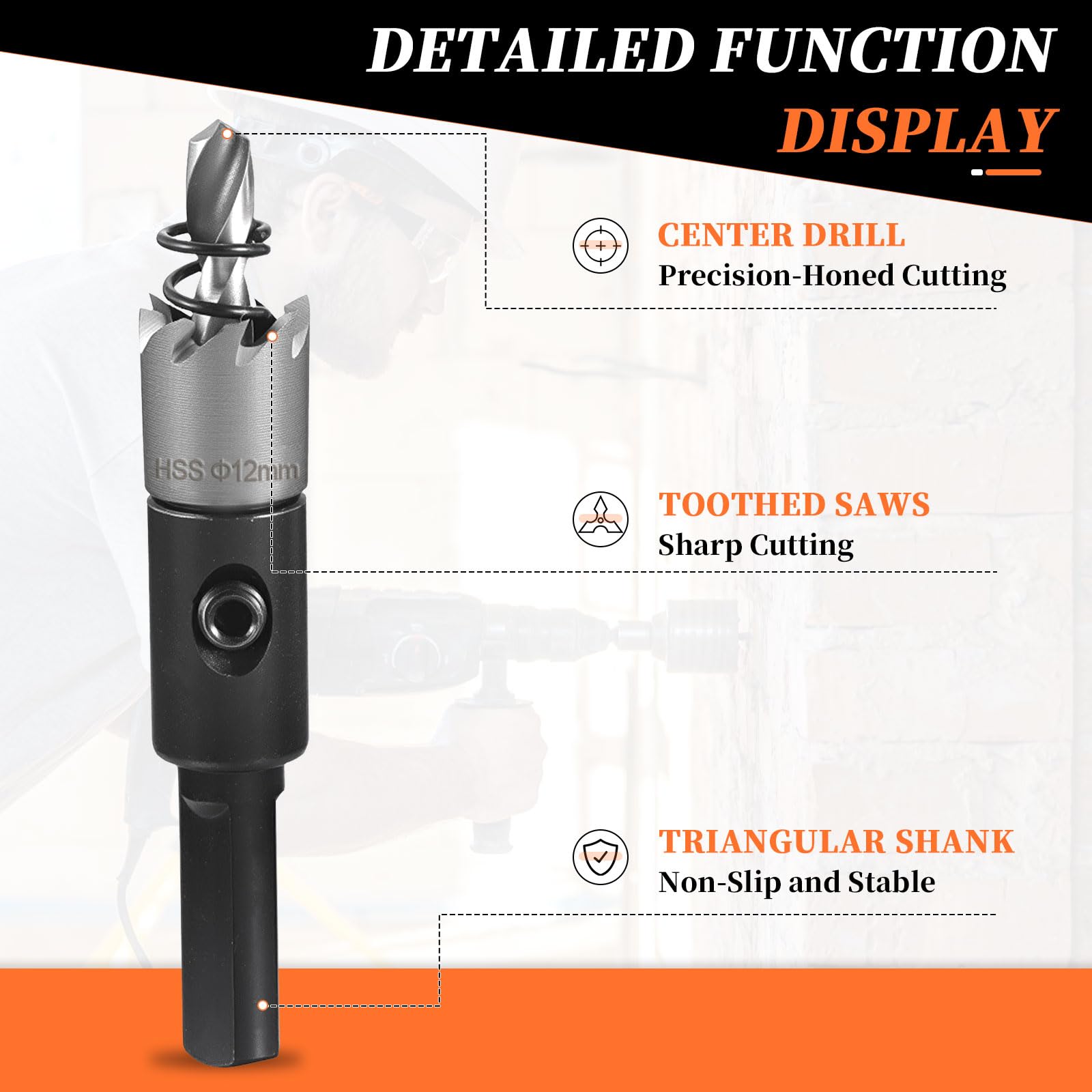 METALLIXITY Hole Saw 12mm (15/32"), 4241 High Speed Steel Hole Cutter with Center Drill Bit - Image 3