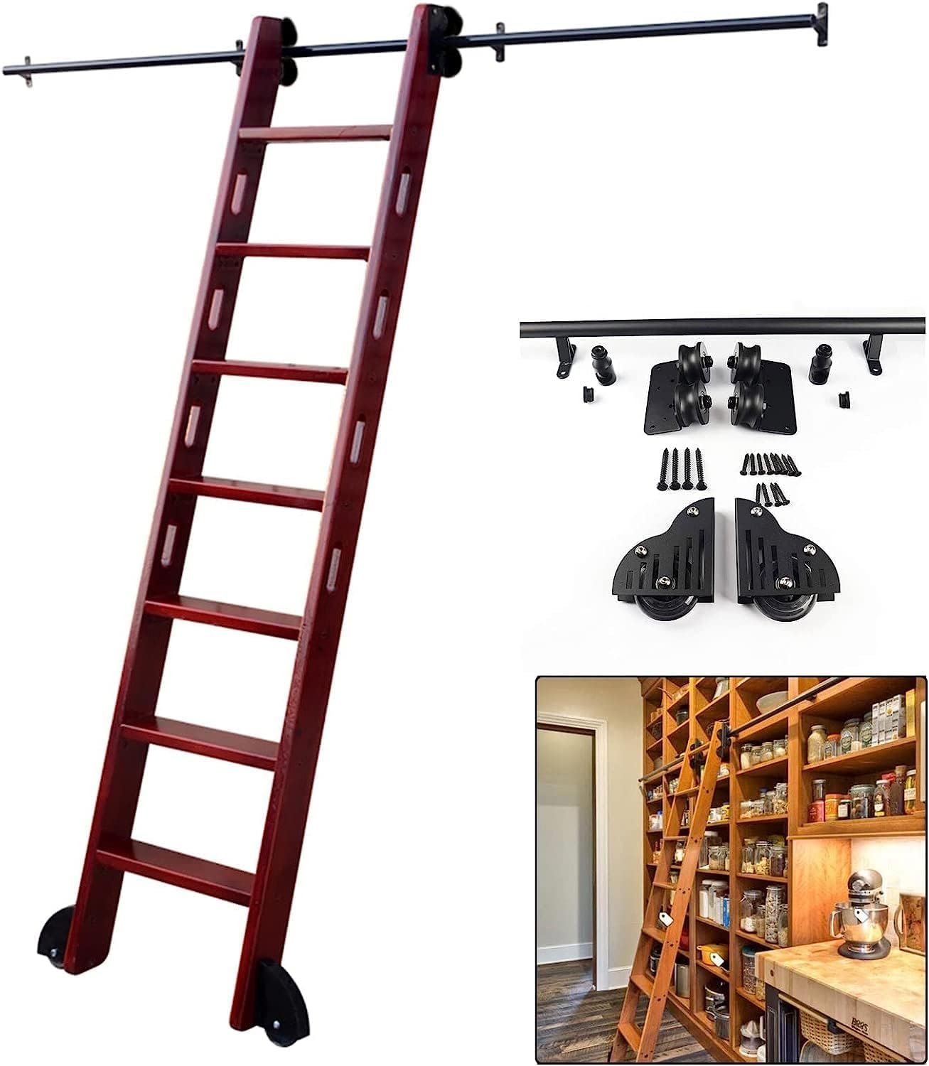 Kit complet rails pour échelle tube rond finition noire