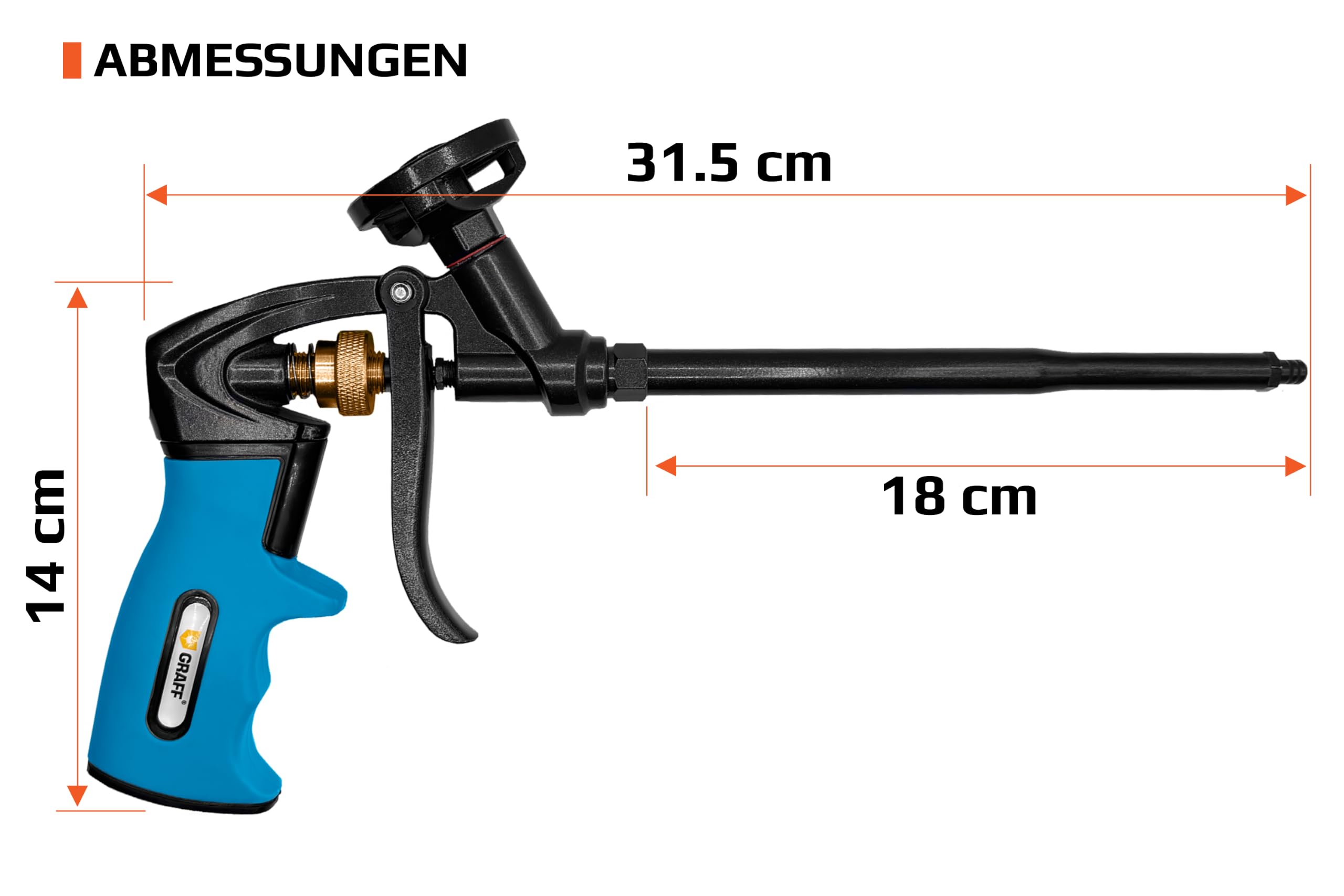 Pistola de espuma de poliuretano de calidad profesional, hecha de metal, totalmente recubierta de teflón, con mango ergonómico de plástico