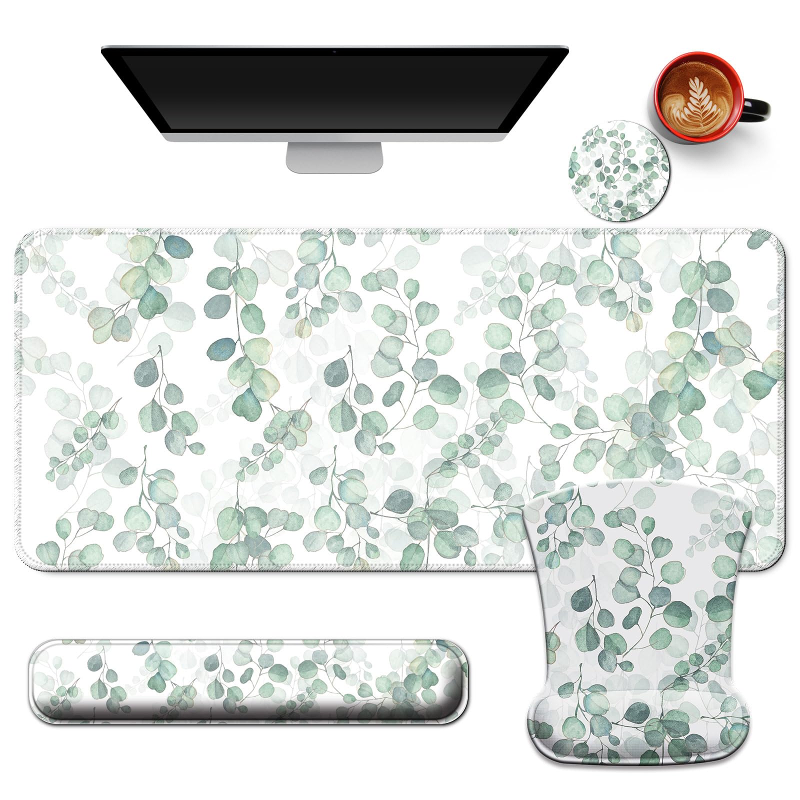 VINEBURY Desk Mat Set Keyboard and Mouse Pad with Wrist Rest Support โ image 1