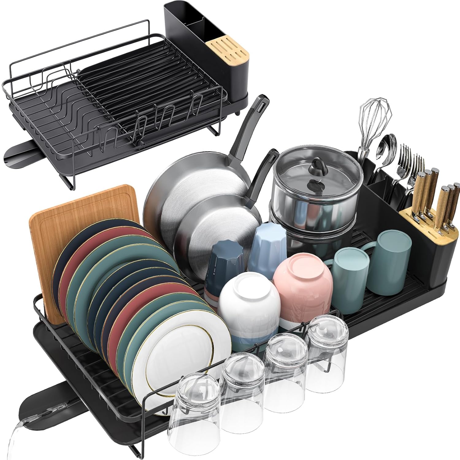 TOOLF Dish Drying Rack, Expandable Over The Sink Dish Drying Rack with