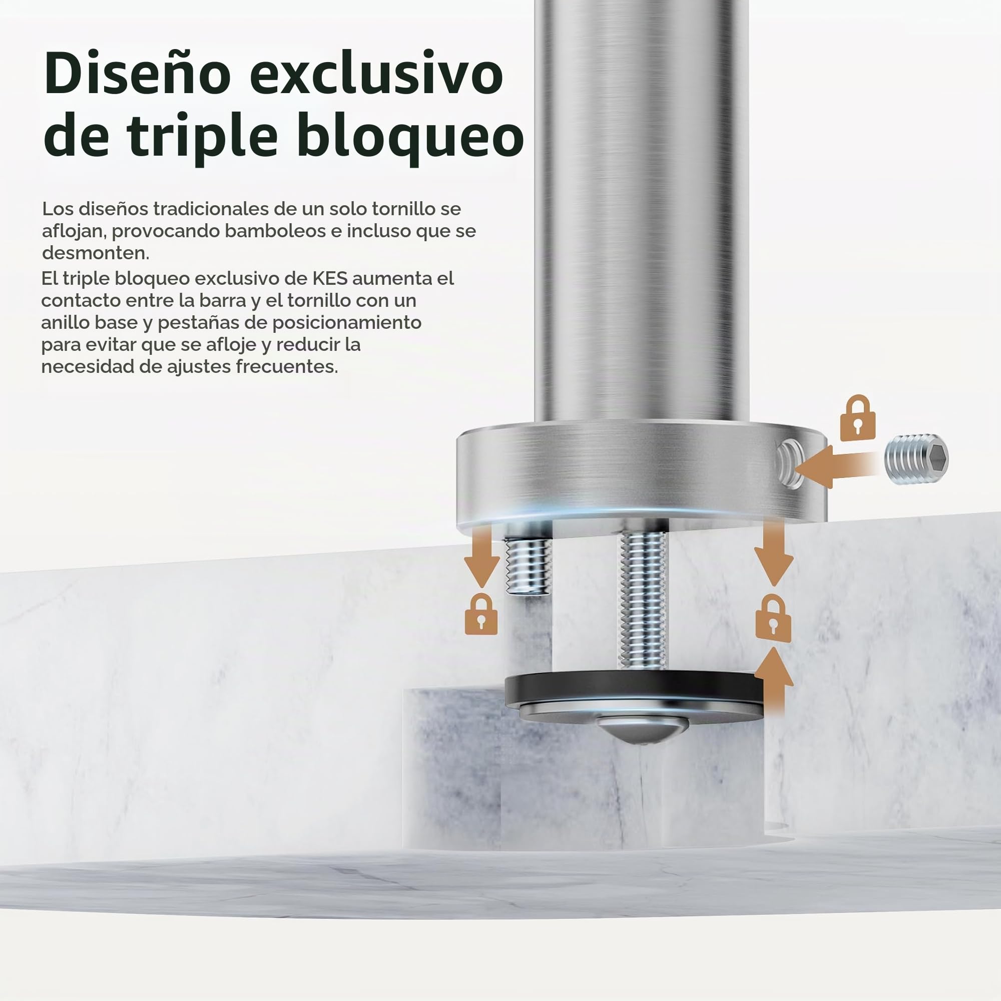 KES Toalleros de Pie, Barra Toallas Baño 2 Niveles con Base Mármol Acero Inoxidable 18/8 Toallero de Barra Cepillado, BTH237B-2