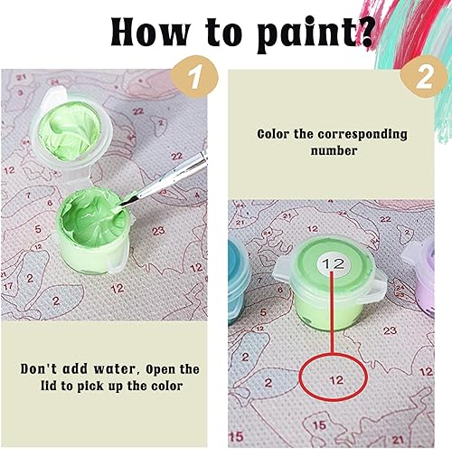 Miniatura 7 de Amphol Kits de pintura por números para adultos sobre lienzo enmarcado, paquete de 4 unidades, pintura fácil de pintar por números para adultos