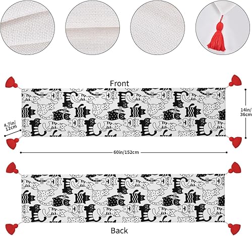 Miniatura 4 de Camino de mesa de Navidad de 60 pulgadas de largo, camino de mesa de otoño para mesa de comedor, decoraciones de Navidad, camino de mesa de café con