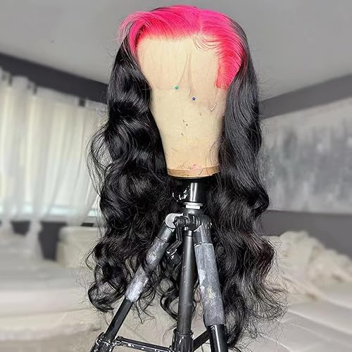 Miniatura 2 de YMS Pelucas de cabello humano con encaje frontal HD de 13 x 6 pulgadas, color rosa degradado, sin pegamento, pelucas de cabello humano prearrancadas