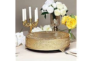 Efavormart 18 inch Gold Round Embossed Metal Cake Plateau Stand Riser Wedding...